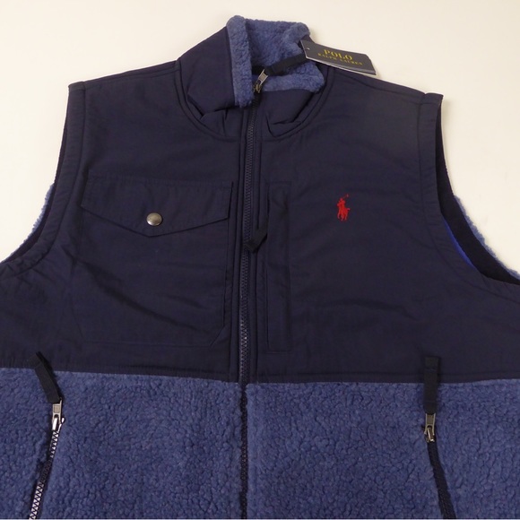Polo Ralph Lauren Hybrid Fleece Vest Full Zip w Pony Logo Colorblock NWT - Picture 1 of 6
